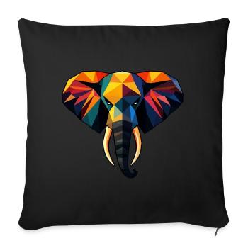 Elephant Low Poly Design - Sofa pillowcase 17,3'' x 17,3'' (45 x 45 cm) - black - Front