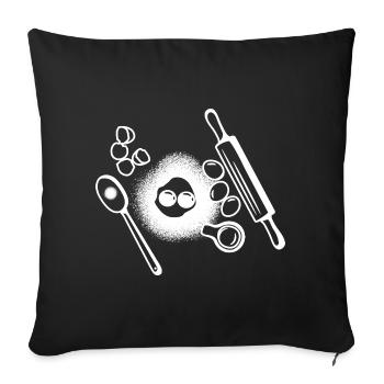 Baking Ingredients Drawing - Sofa pillowcase 17,3'' x 17,3'' (45 x 45 cm) - black - Front