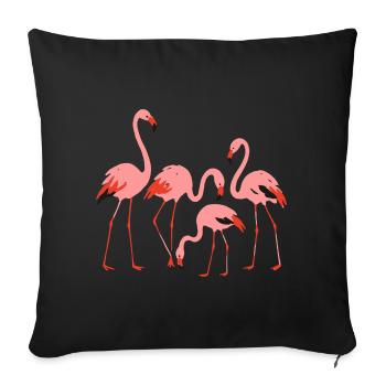Vivid Flamingo Meadow Illustration - Sofa pillowcase 17,3'' x 17,3'' (45 x 45 cm) - black - Front