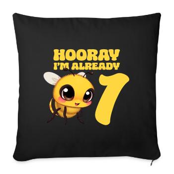 Abeille Anniversaire Abeille - Hourra j’ai déjà 1 an - Housse de coussin décorative 45 x 45 cm - noir - Devant
