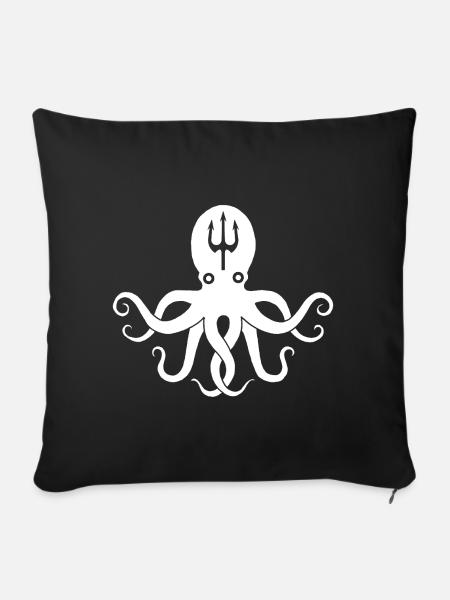 Weißer Oktopus - Sofakissenbezug 45 x 45 cm - Schwarz