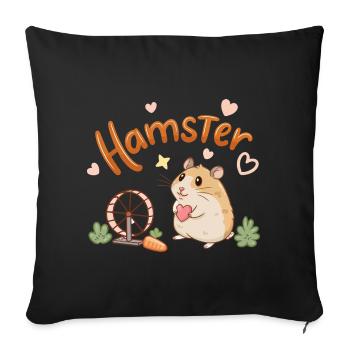 Adorable Hamster Heart and Wheel Design - Sofa pillowcase 17,3'' x 17,3'' (45 x 45 cm) - black - Front