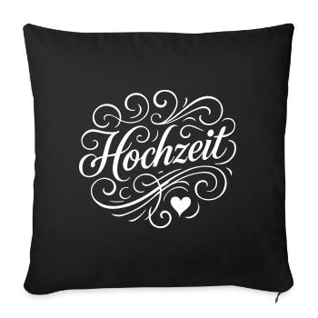 Coeur de mariage - Housse de coussin décorative 45 x 45 cm - noir - Devant