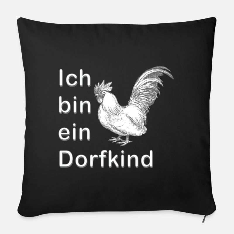 Ich bin ein Dorfkind - Sofakissenbezug 45 x 45 cm - Schwarz