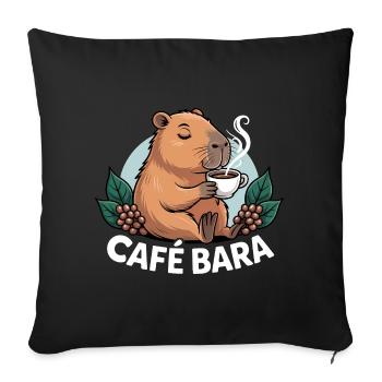 Café Bara - T-shirt Capybara drôle - Housse de coussin décorative 45 x 45 cm - noir - Devant