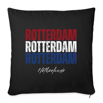 Rotterdam, Pays-Bas, fierté néerlandaise - Housse de coussin décorative 45 x 45 cm - noir - Devant