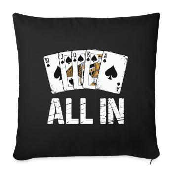 Poker Royal Flush - Conception ALL IN - Housse de coussin décorative 45 x 45 cm - noir - Devant