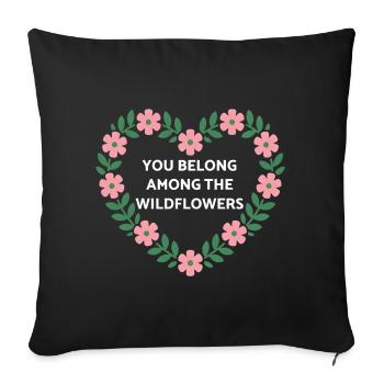 Wildflower Heart Message - Sofa pillowcase 17,3'' x 17,3'' (45 x 45 cm) - black - Front