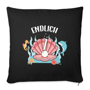 Seashell Birthday Motif Finally 7 Years Girl - Sofa pillowcase 17,3'' x 17,3'' (45 x 45 cm) - black - Front