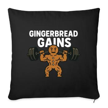 Gingerbread Gains Funny Christmas Holiday Design - Sofa pillowcase 17,3'' x 17,3'' (45 x 45 cm) - black - Front