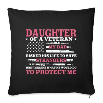Fille d’un vétéran du drapeau américain Pink - Housse de coussin décorative 45 x 45 cm - noir - Devant
