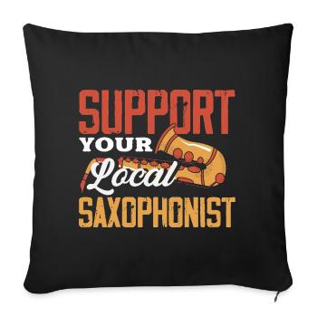 Support Your Local Saxophonist Jazz - Sofa pillowcase 17,3'' x 17,3'' (45 x 45 cm) - black - Front
