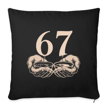 Funny 67 Meme Hands Gen Alpha Humor - Sofa pillowcase 17,3'' x 17,3'' (45 x 45 cm) - black - Front