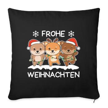 Joyeux Noël Shiba Inu Chiens de la veille de Noël - Housse de coussin décorative 45 x 45 cm - noir - Devant