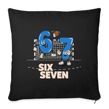 67 Six Seven meme Handball - Cadeau drôle - Housse de coussin décorative 45 x 45 cm - noir - Devant