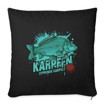 Karpfen – Der König des Sees - Sofakissenbezug 45 x 45 cm - Schwarz - Vorne