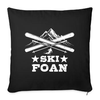 Ski foan | Après ski, sports d’hiver, forfaits ski - Housse de coussin décorative 45 x 45 cm - noir - Devant