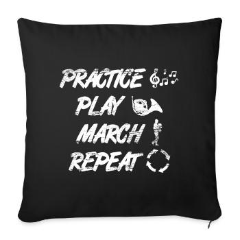 Entraînez-vous à jouer du cor français Répéter - Housse de coussin décorative 45 x 45 cm - noir - Devant
