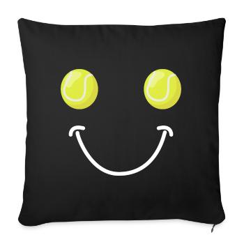 Visage Heureux du Tennis - Housse de coussin décorative 45 x 45 cm - noir - Devant