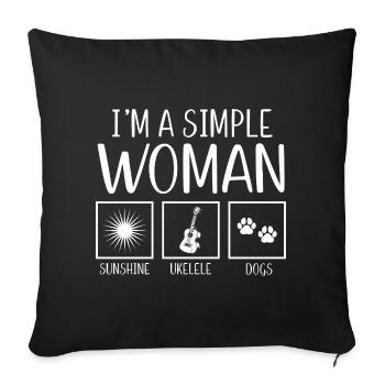 Ukulélé hawaïen Ukulélé Je suis un simple - Housse de coussin décorative 45 x 45 cm - noir - Devant