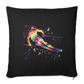 Alpine skiing Winter sports Nordic skiing - Sofa pillowcase 17,3'' x 17,3'' (45 x 45 cm) - black - Front