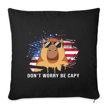 Capybara - Housse de coussin décorative 45 x 45 cm - noir - Devant