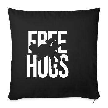 Free Hugs Wrestling – Funny MMA Grappling Gear - Sofa pillowcase 17,3'' x 17,3'' (45 x 45 cm) - black - Front