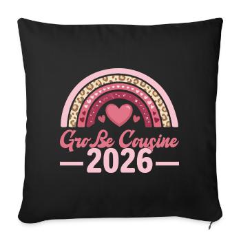 Annonce du bébé du grand cousin 2026 - Housse de coussin décorative 45 x 45 cm - noir - Devant
