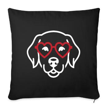 Dog with Heart Glasses Line Art Motif - Sofa pillowcase 17,3'' x 17,3'' (45 x 45 cm) - black - Front