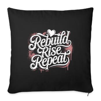 Perseverance Motivation T-Shirt – Power & Focus - Sofa pillowcase 17,3'' x 17,3'' (45 x 45 cm) - black - Front