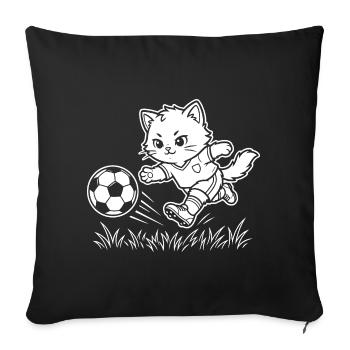 Soccer Kawaii Cat - Housse de coussin décorative 45 x 45 cm - noir - Devant