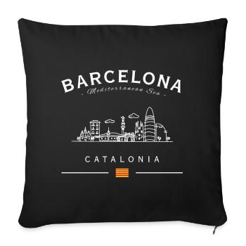 Silhouette de la Catalogne de la Skyline de Barcelone - Housse de coussin décorative 45 x 45 cm - noir - Devant