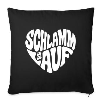 Schlamm Lauf 2026 - Herz Form - Schlammlauf 2026 - Sofakissenbezug 45 x 45 cm - Schwarz - Vorne