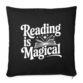 Reading is Magical - Sofa pillowcase 17,3'' x 17,3'' (45 x 45 cm) - black - Front