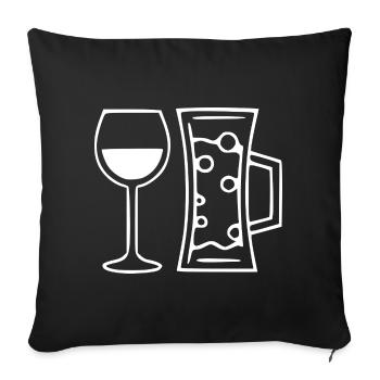 Vin, verre de vin, vin rouge, vin blanc. - Housse de coussin décorative 45 x 45 cm - noir - Devant