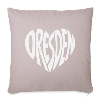 Lettrage en cœur de Dresde - Housse de coussin décorative 45 x 45 cm - taupe clair - Devant