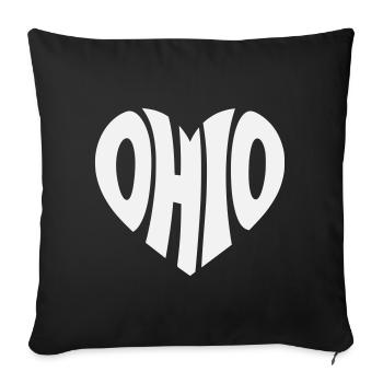 Logo du cœur de l’Ohio - Housse de coussin décorative 45 x 45 cm - noir - Devant
