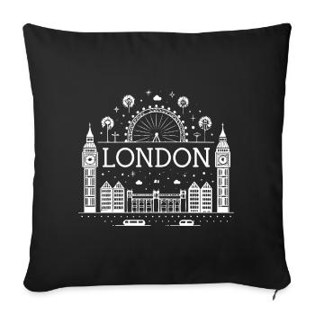 London Sparkle Skyline and Ferris Wheel - Sofa pillowcase 17,3'' x 17,3'' (45 x 45 cm) - black - Front