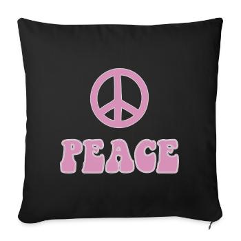 Peace Symbol Retro Hippie Style Flower Power - Sofa pillowcase 17,3'' x 17,3'' (45 x 45 cm) - black - Front