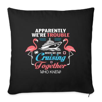 Faire des croisières ensemble Flamingos : plaisir - Housse de coussin décorative 45 x 45 cm - noir - Devant