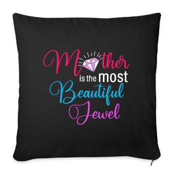 Maman est le plus beau diamant floral bijou - Housse de coussin décorative 45 x 45 cm - noir - Devant