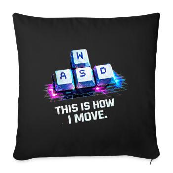 Funny Gaming Keyboard WASD My Cardio Gamer - Sofa pillowcase 17,3'' x 17,3'' (45 x 45 cm) - black - Front