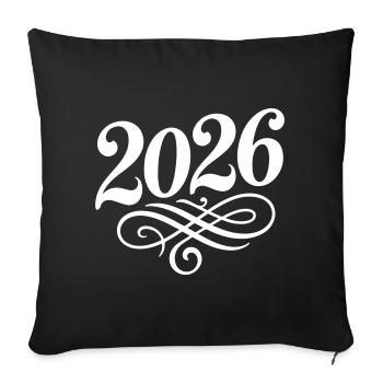 2026 year - Sofa pillowcase 17,3'' x 17,3'' (45 x 45 cm) - black - Front