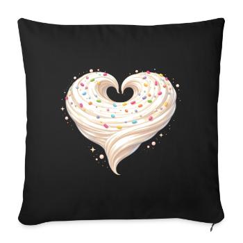 Cream Heart Baking Sweet Design - Sofa pillowcase 17,3'' x 17,3'' (45 x 45 cm) - black - Front