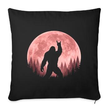 Bigfoot Rock sur le signe Sasquatch Yéti Lune - Housse de coussin décorative 45 x 45 cm - noir - Devant