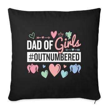 Papa des filles Papa fille qui dit cadeau - Housse de coussin décorative 45 x 45 cm - noir - Devant