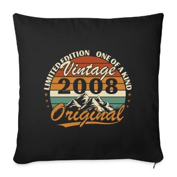 2008 Vintage Rétro Cadeau d’anniversaire - Housse de coussin décorative 45 x 45 cm - noir - Devant