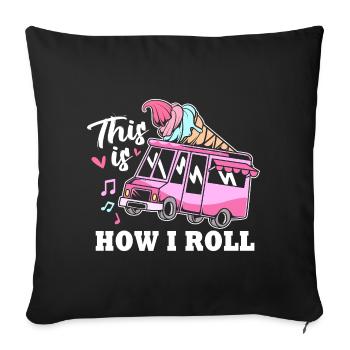 Eisdiele Eiswagen Eis Eiscreme - Sofa pillowcase 17,3'' x 17,3'' (45 x 45 cm) - black - Front