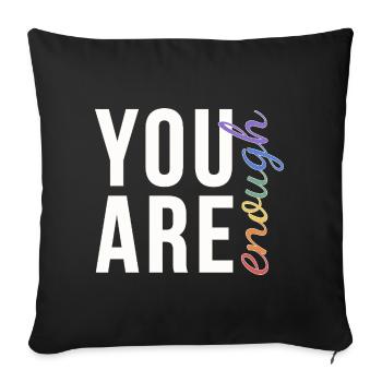 You Are Enough Typography Rainbow Pride - Sofa pillowcase 17,3'' x 17,3'' (45 x 45 cm) - black - Front