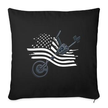Le drapeau américain du détecteur de métaux sonde l’Amérique - Housse de coussin décorative 45 x 45 cm - noir - Devant